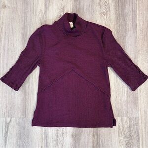 Free People Striped Navy Blue and Purple‎ Turtleneck Top Size Small